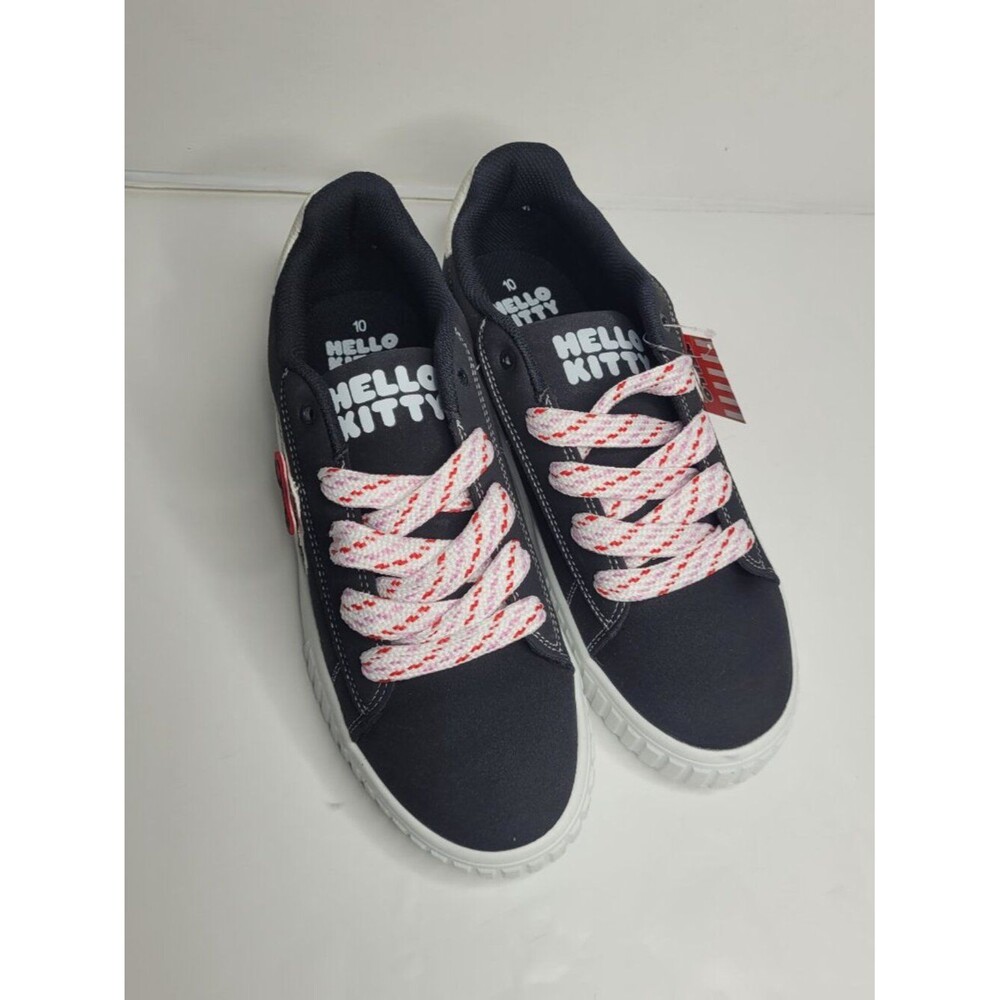 Hello Kitty Black & White Low-Top Sneakers chunky lace up shoes size 10 NWT - Picture 2 of 5